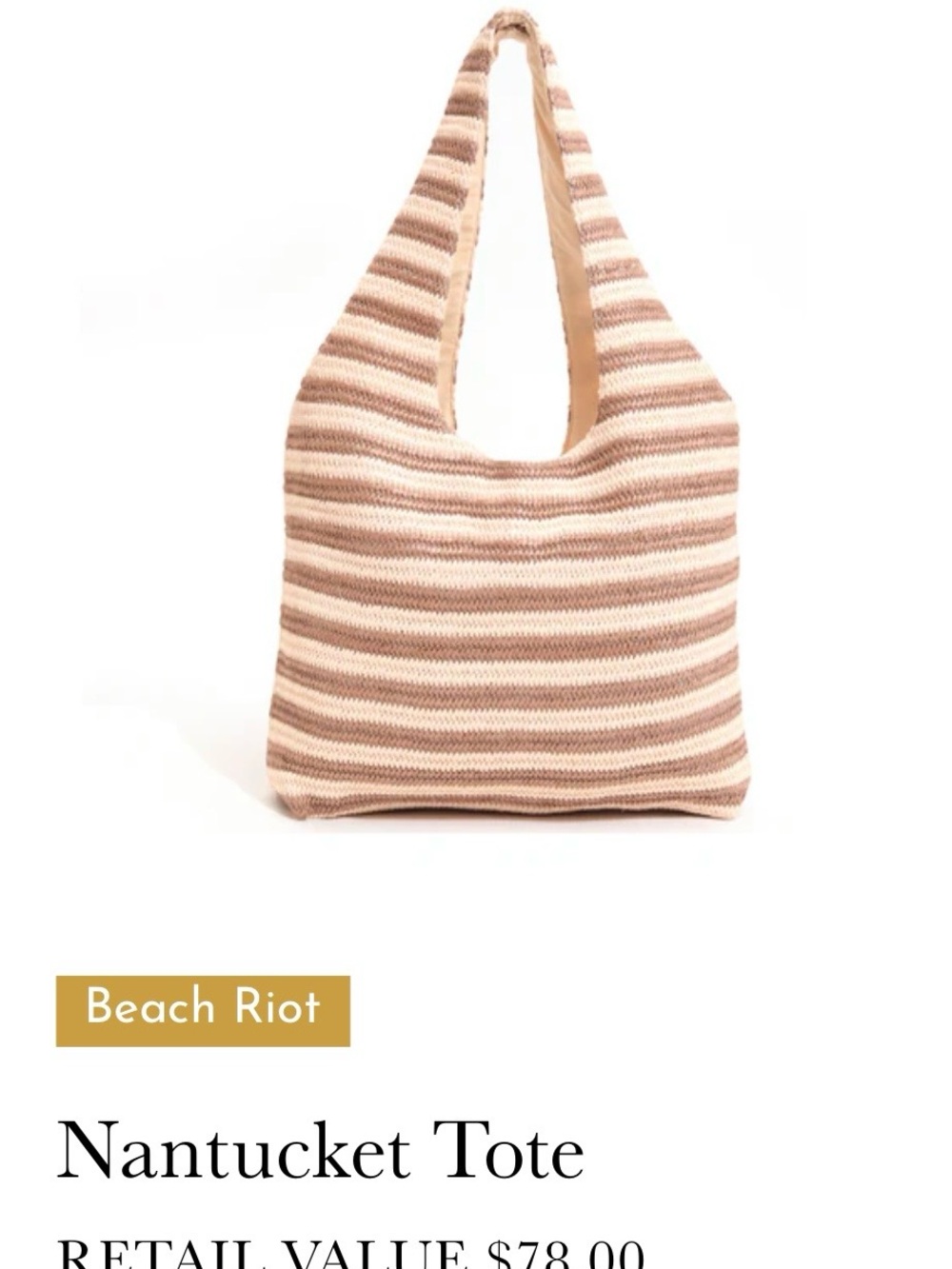 Beach Riot Striped Knit Tote in Beige & Cream